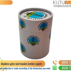 Logo Baskılı Promosyon Silindir Kutu Beyaz