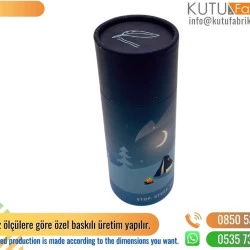 Gece Baskılı Lacivert Silindir Kutu