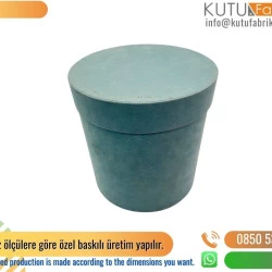 Kumaş Kaplı  Silindir Kutu Yeşil