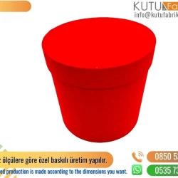 Flok Kaplı  Silindir Kutu Kırmızı